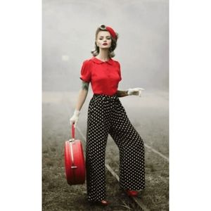 ESCADA polka-dot high waist wide-leg trousers 44